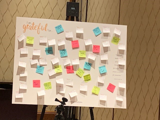 Gratitude board with post it notes
