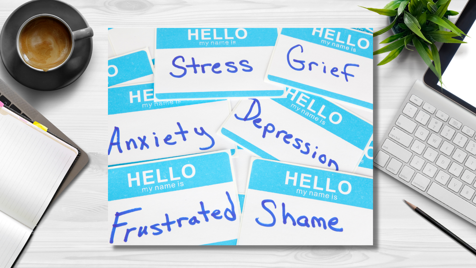 Nametags with anxiety, stress, and frustration
