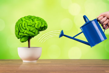 watering can watering a brain tree