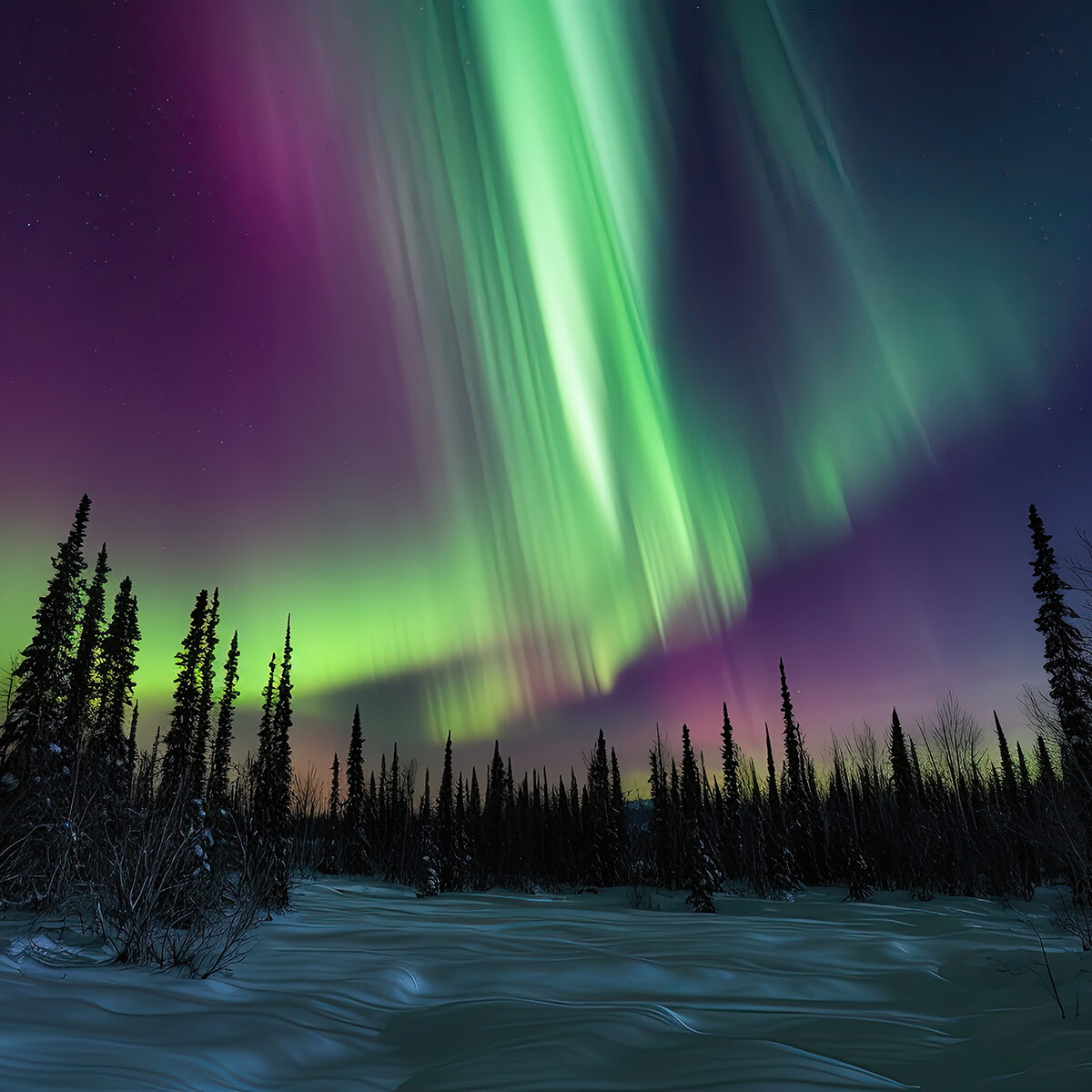 aurora borealis lights in the night sky