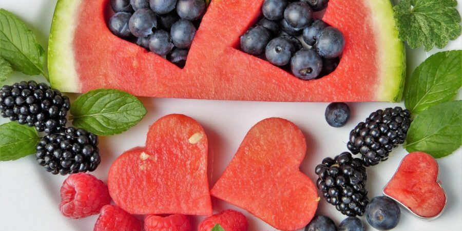 Berries & heart shaped watermelon